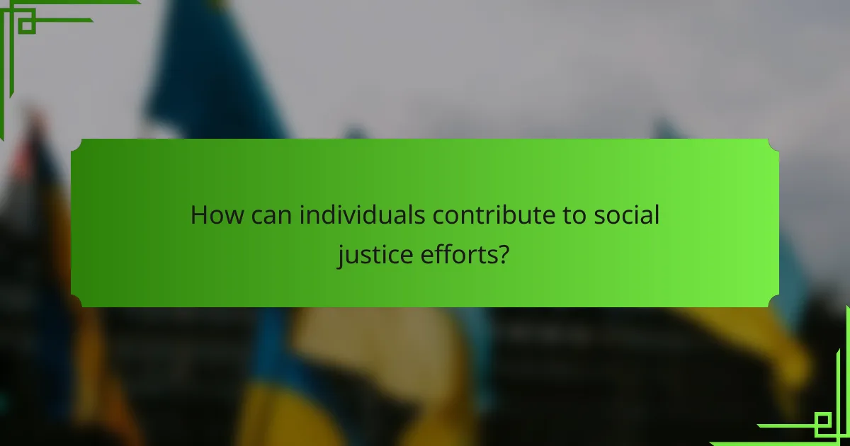 How can individuals contribute to social justice efforts?