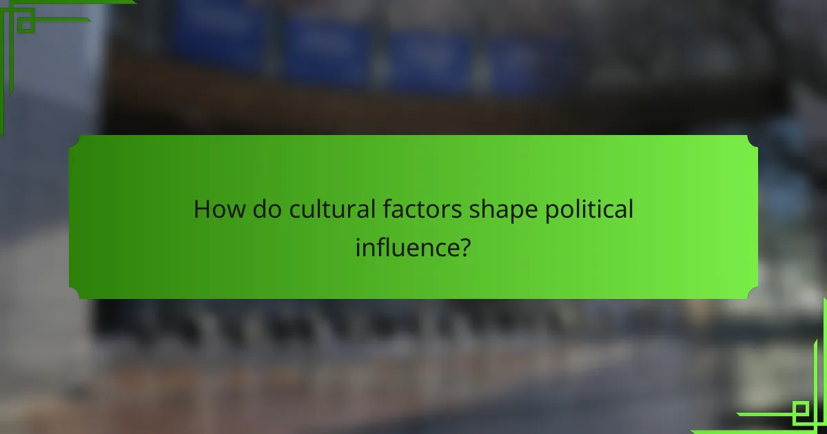 How do cultural factors shape political influence?