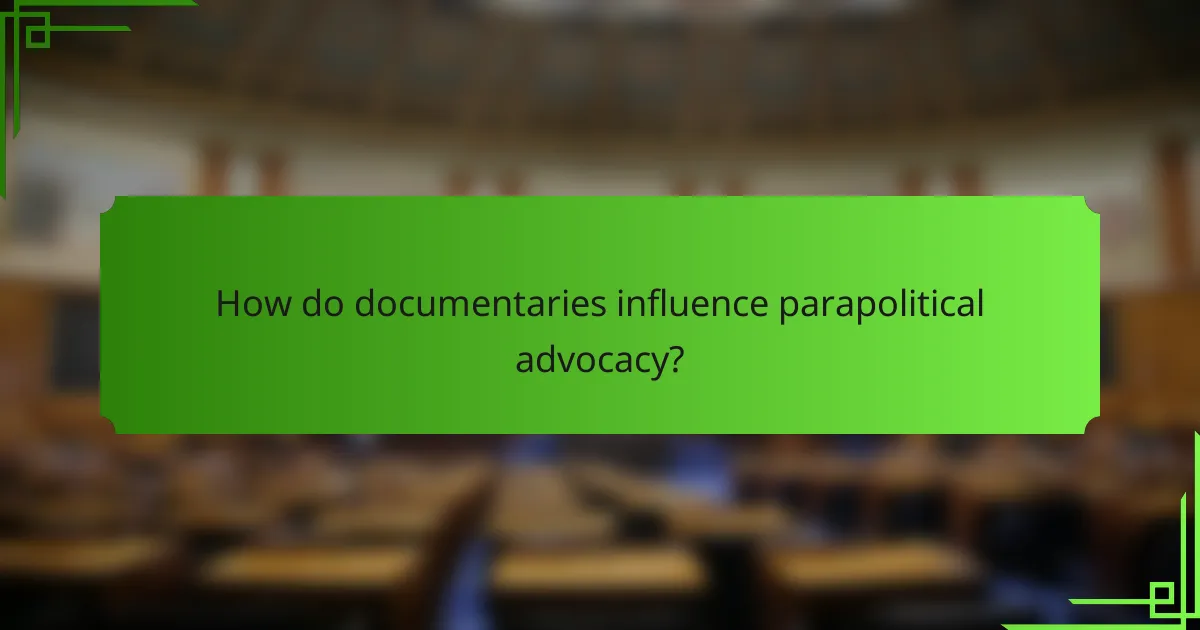 How do documentaries influence parapolitical advocacy?