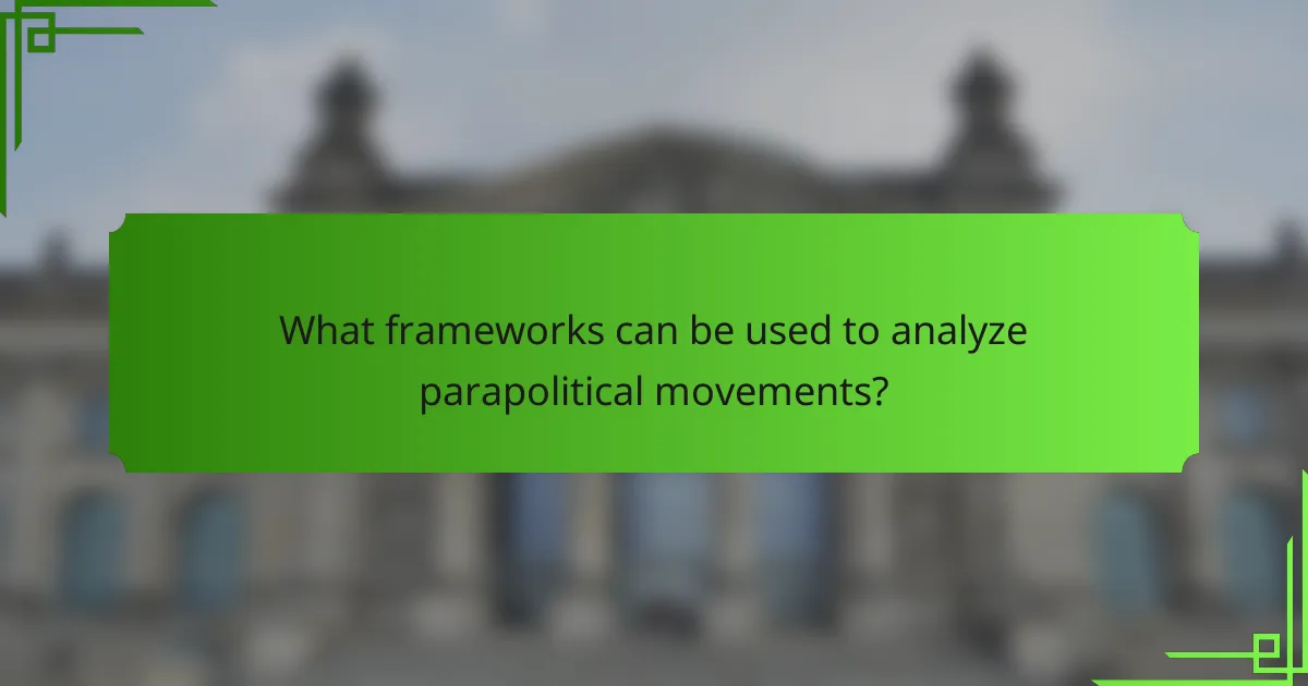 What frameworks can be used to analyze parapolitical movements?
